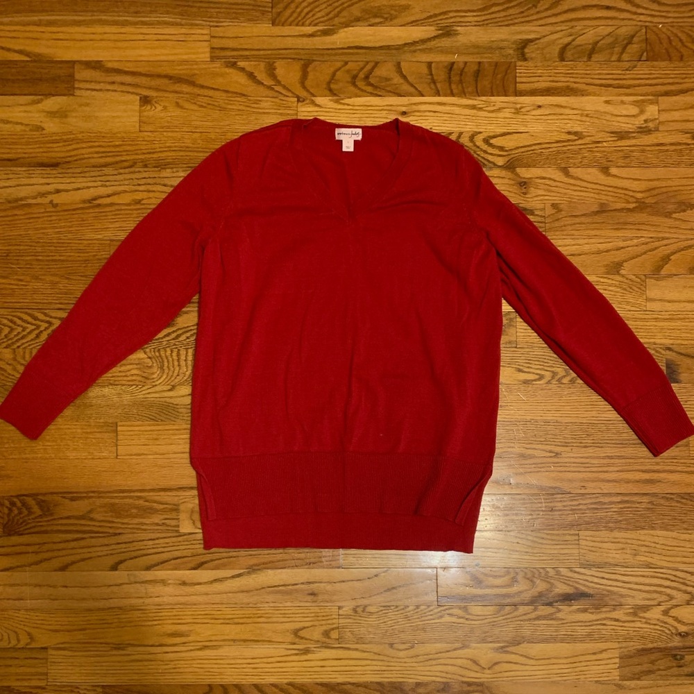 Maison Jules Red V-Neck Sweater